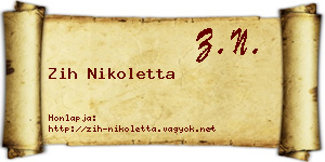 Zih Nikoletta névjegykártya
